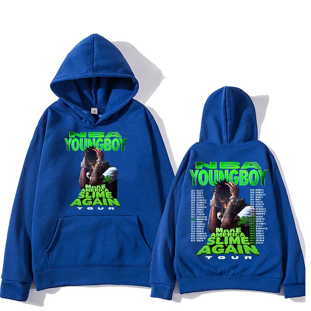 "YoungBoy Never Broke Again Tour 2025" says singing handprint hoodie street fashion hoodie men's hip-hop high-quality hoodie
