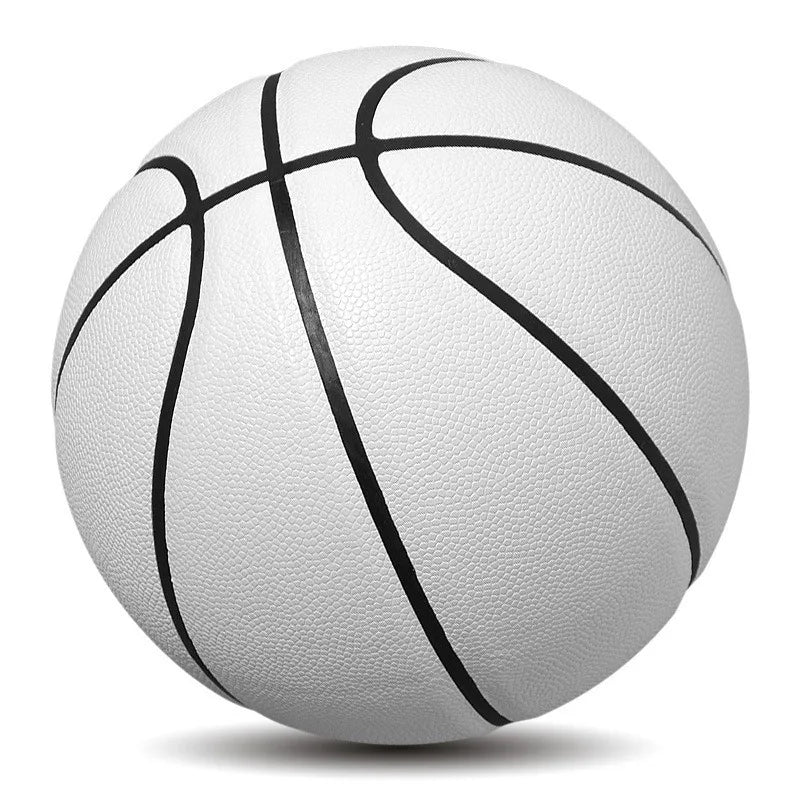 Custom OEM Size 7 White PU Leather Basketball with Personalized Logo Breathable Cover for Basketball Playing Natural Rubber Bladder