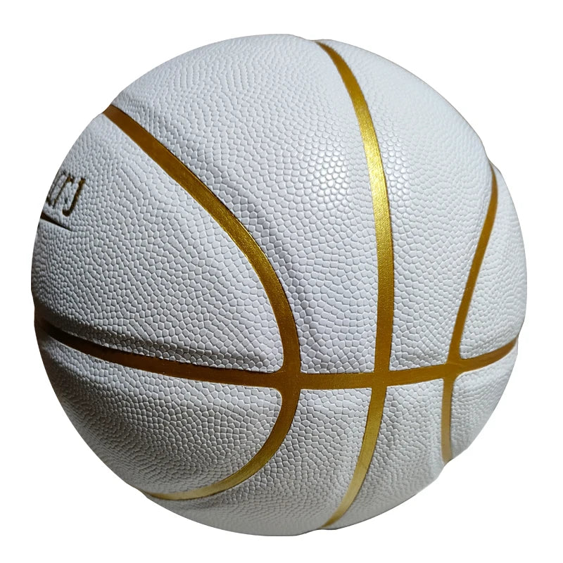 Custom OEM Size 7 White PU Leather Basketball with Personalized Logo Breathable Cover for Basketball Playing Natural Rubber Bladder