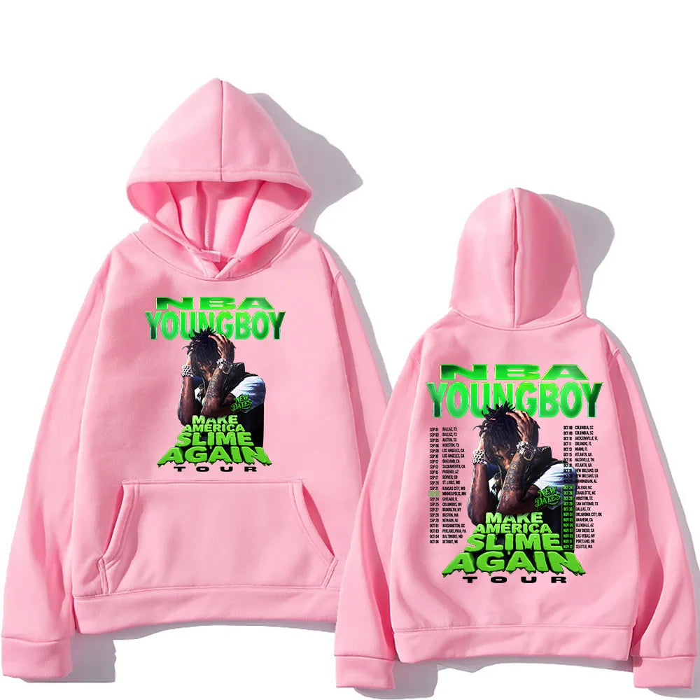 "YoungBoy Never Broke Again Tour 2025" says singing handprint hoodie street fashion hoodie men's hip-hop high-quality hoodie