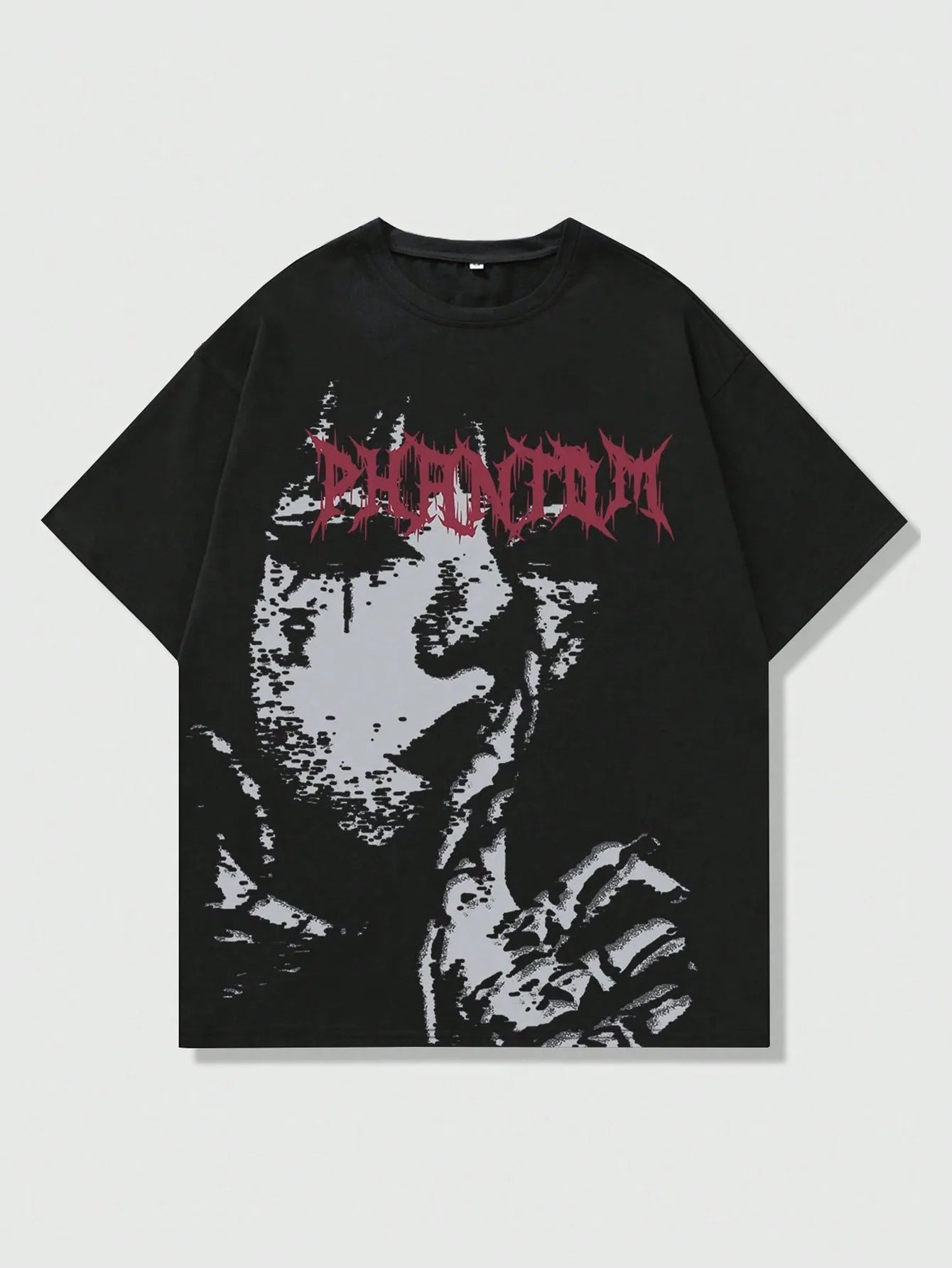 ROMWE MEN Grunge Punk Men's Silhouette Figure Print T-Shirt, High Street Vintage Style