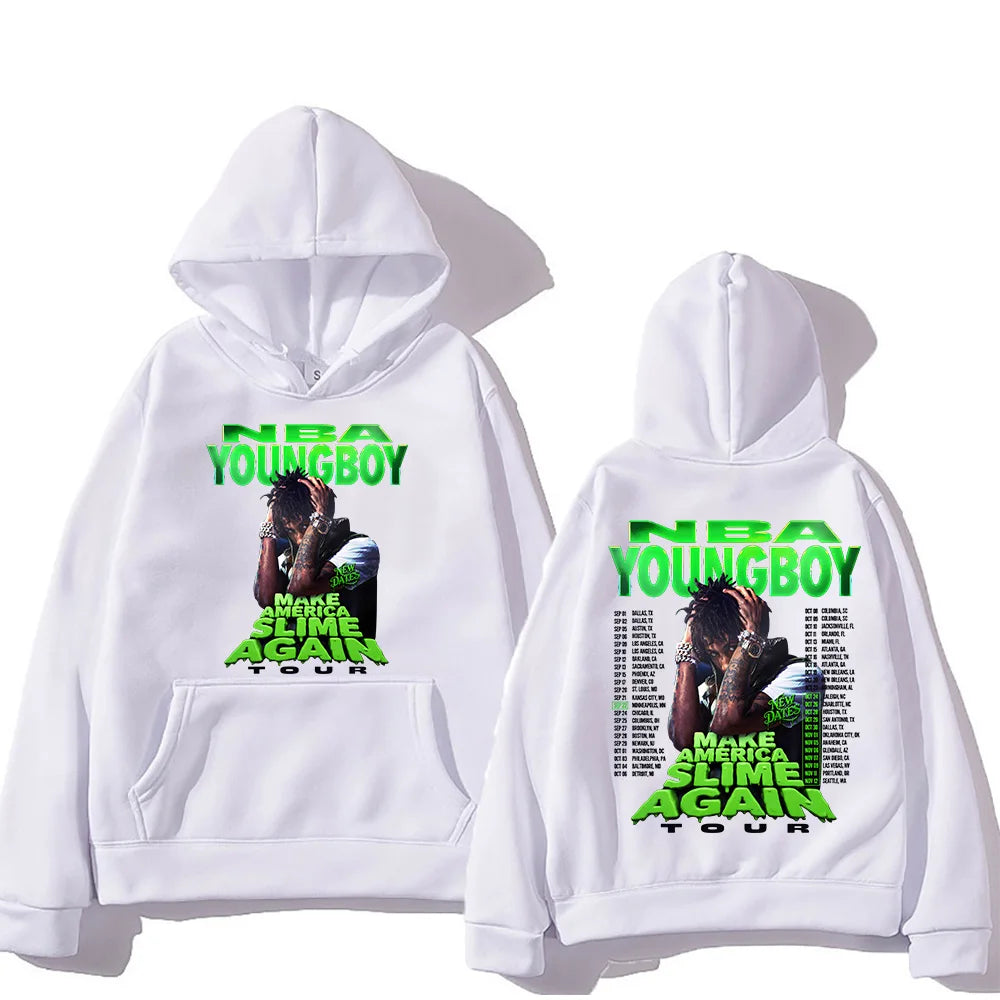 "YoungBoy Never Broke Again Tour 2025" says singing handprint hoodie street fashion hoodie men's hip-hop high-quality hoodie