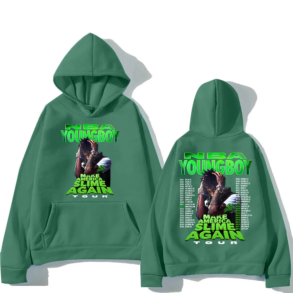 "YoungBoy Never Broke Again Tour 2025" says singing handprint hoodie street fashion hoodie men's hip-hop high-quality hoodie