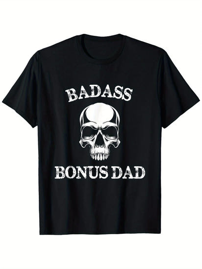 Funny Badass Bonus Dad Step Dad Gift Stepdad Stepfather T-Shirt, 100% Cotton, Gift for Men Women Dad Mom Friends, S-XXXL, Black
