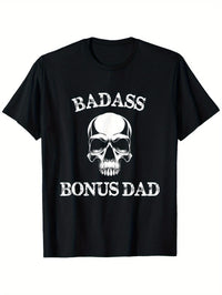 Funny Badass Bonus Dad Step Dad Gift Stepdad Stepfather T-Shirt, 100% Cotton, Gift for Men Women Dad Mom Friends, S-XXXL, Black