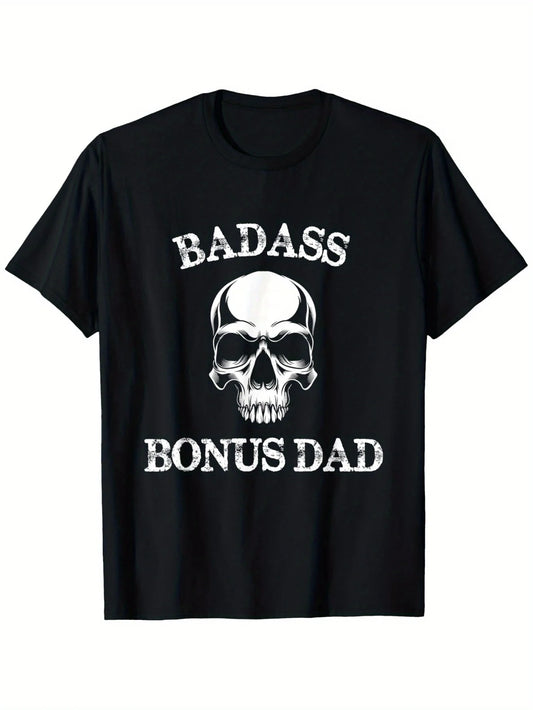 Funny Badass Bonus Dad Step Dad Gift Stepdad Stepfather T-Shirt, 100% Cotton, Gift for Men Women Dad Mom Friends, S-XXXL, Black
