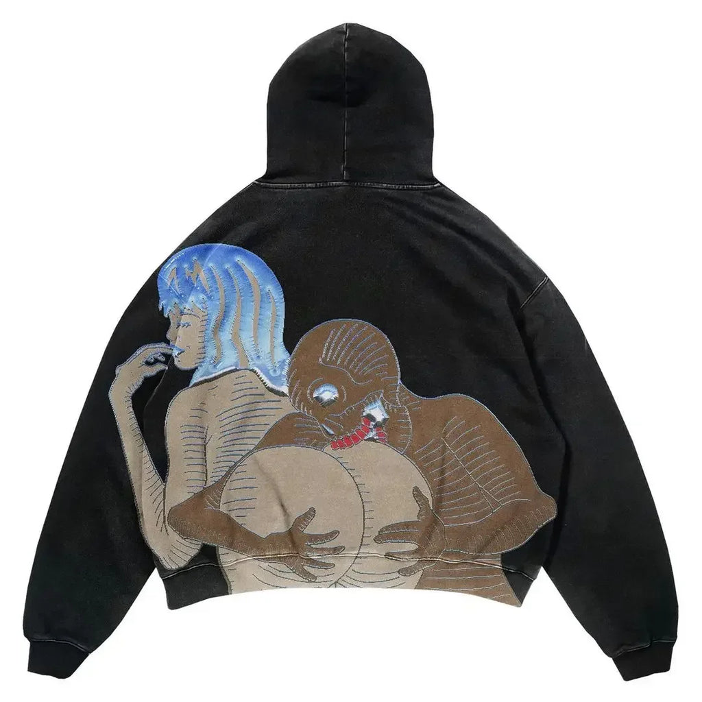 Harajuku Thickened letter print Oversized Hoodie Y2k Goth Hoodies Women Streetwear Tops Sweatshirt grunge Clothes Men Clothing