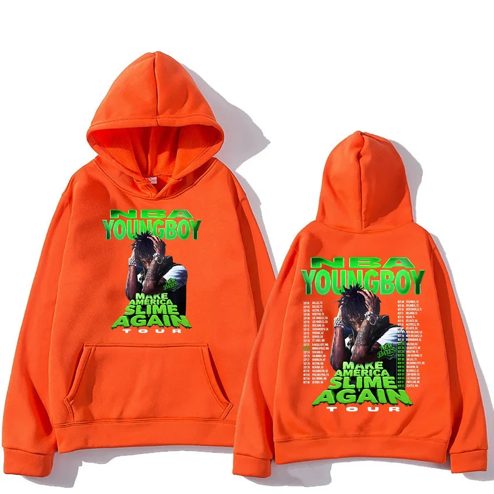 "YoungBoy Never Broke Again Tour 2025" says singing handprint hoodie street fashion hoodie men's hip-hop high-quality hoodie