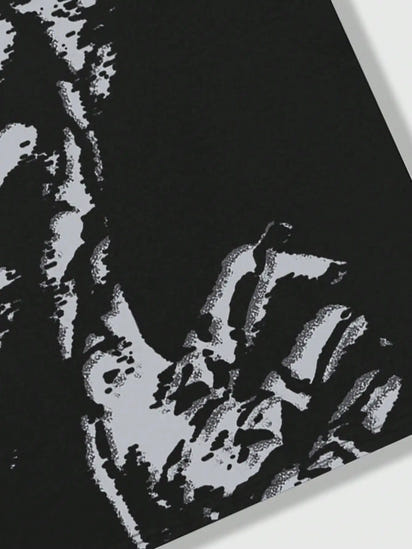 ROMWE MEN Grunge Punk Men's Silhouette Figure Print T-Shirt, High Street Vintage Style