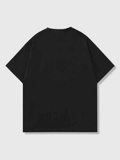 ROMWE MEN Grunge Punk Men's Silhouette Figure Print T-Shirt, High Street Vintage Style