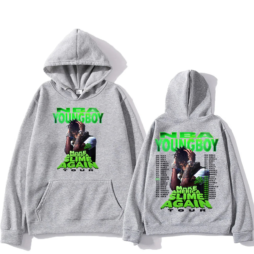 "YoungBoy Never Broke Again Tour 2025" says singing handprint hoodie street fashion hoodie men's hip-hop high-quality hoodie