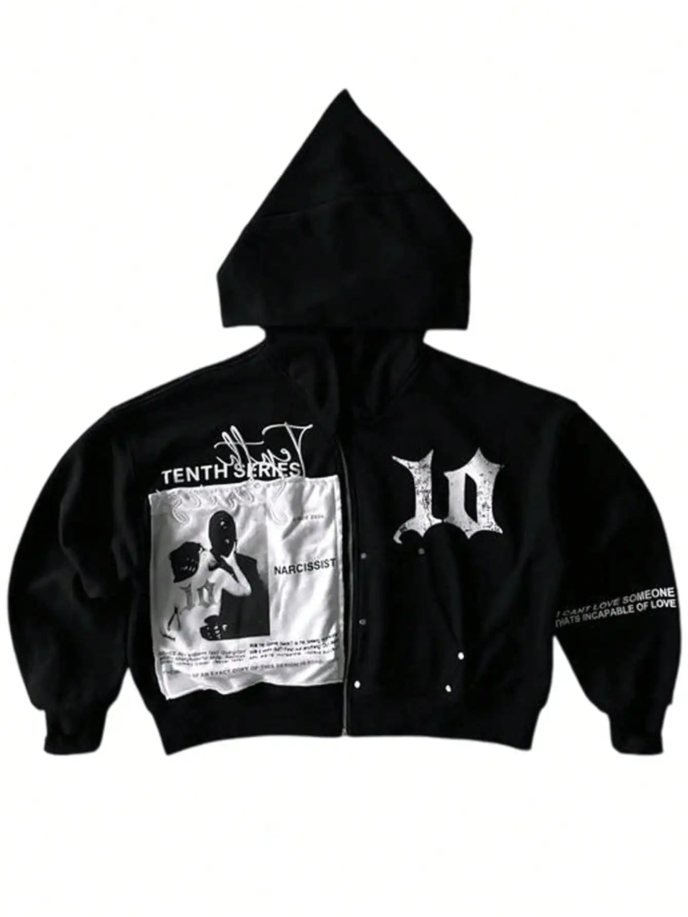 Men's Graphic Oversized Hoodies Y2k Zip Up Long Sleeve Hooded Sweatshirt Jacket Streetwear