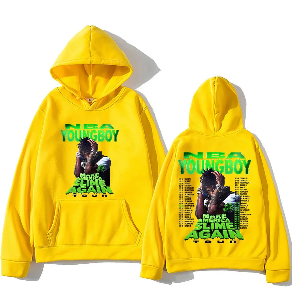 "YoungBoy Never Broke Again Tour 2025" says singing handprint hoodie street fashion hoodie men's hip-hop high-quality hoodie