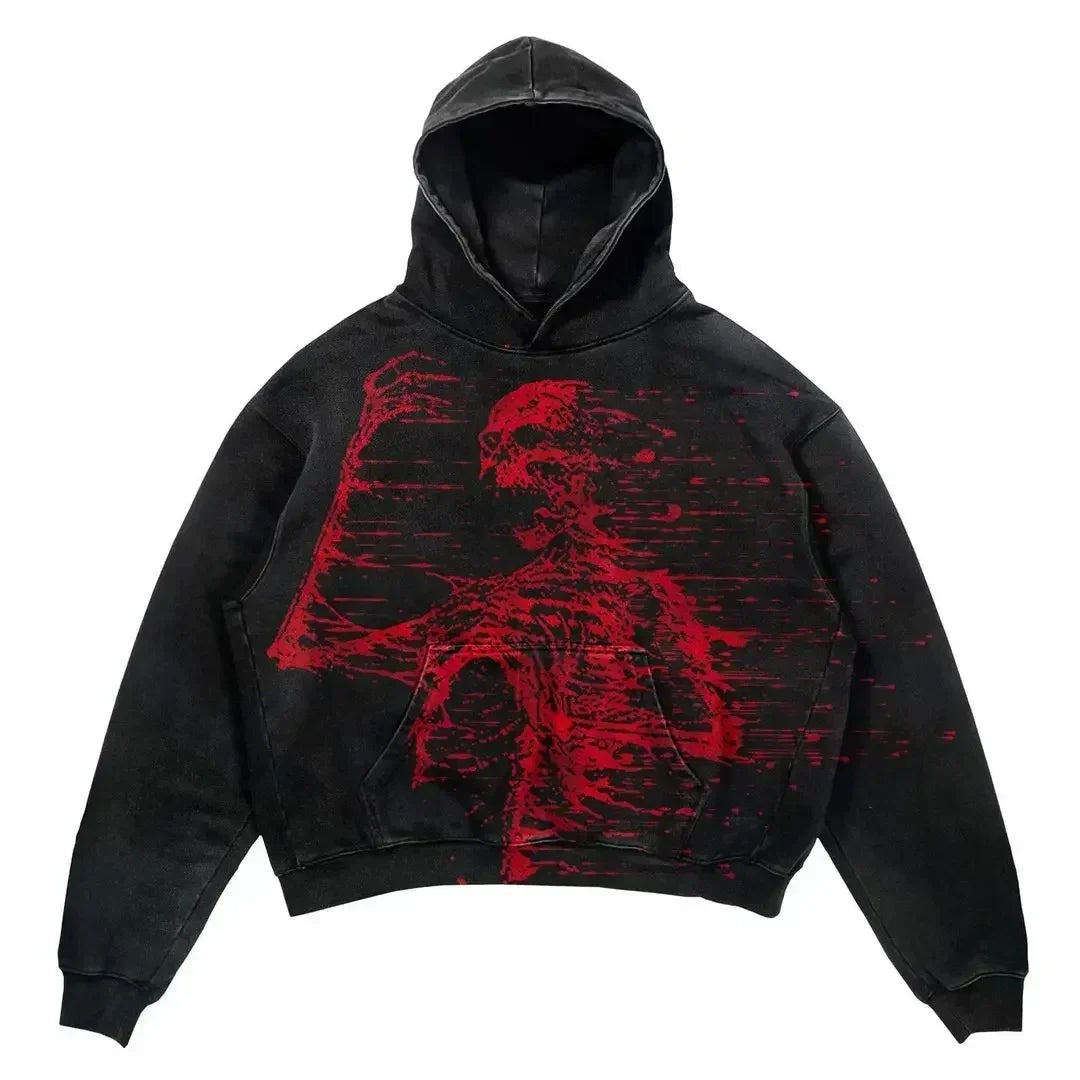 Harajuku Thickened letter print Oversized Hoodie Y2k Goth Hoodies Women Streetwear Tops Sweatshirt grunge Clothes Men Clothing