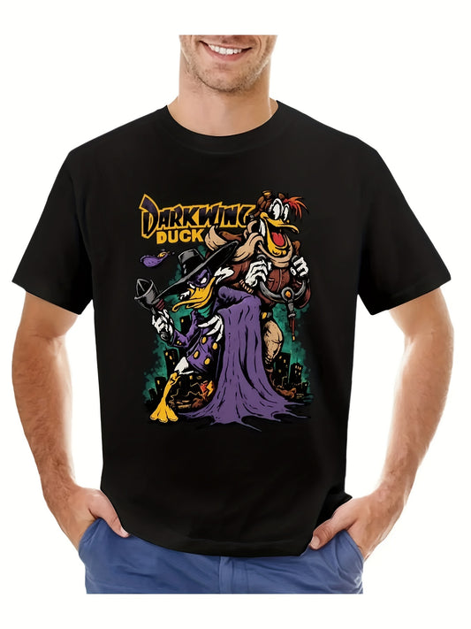 Plus Size Tops Funnys Summer Clothes Men Workout Shirt Duck Darkwing T-shirt Clothing Oversized Summer Funny Style New 220g